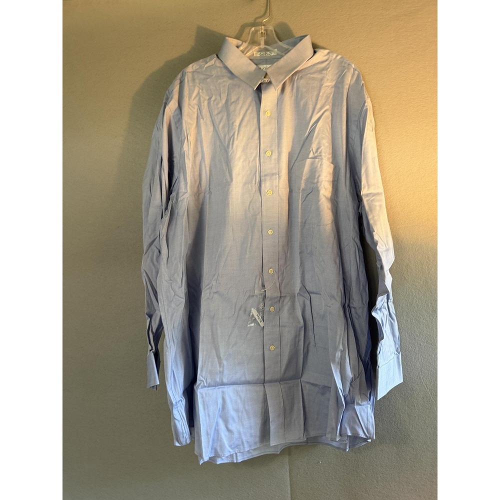 Paul Fredrick Dress Shirt Mens 18.5 36/37 Blue Pinpoint Oxford Long Sleeve